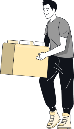 Illustration of a person carrying a box, symbolizing moving or logistics tasks.