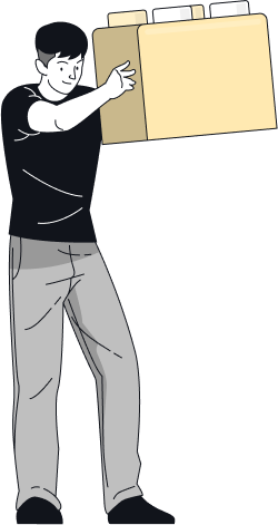 Illustration of a person carrying a large box, symbolizing delivery or moving tasks.